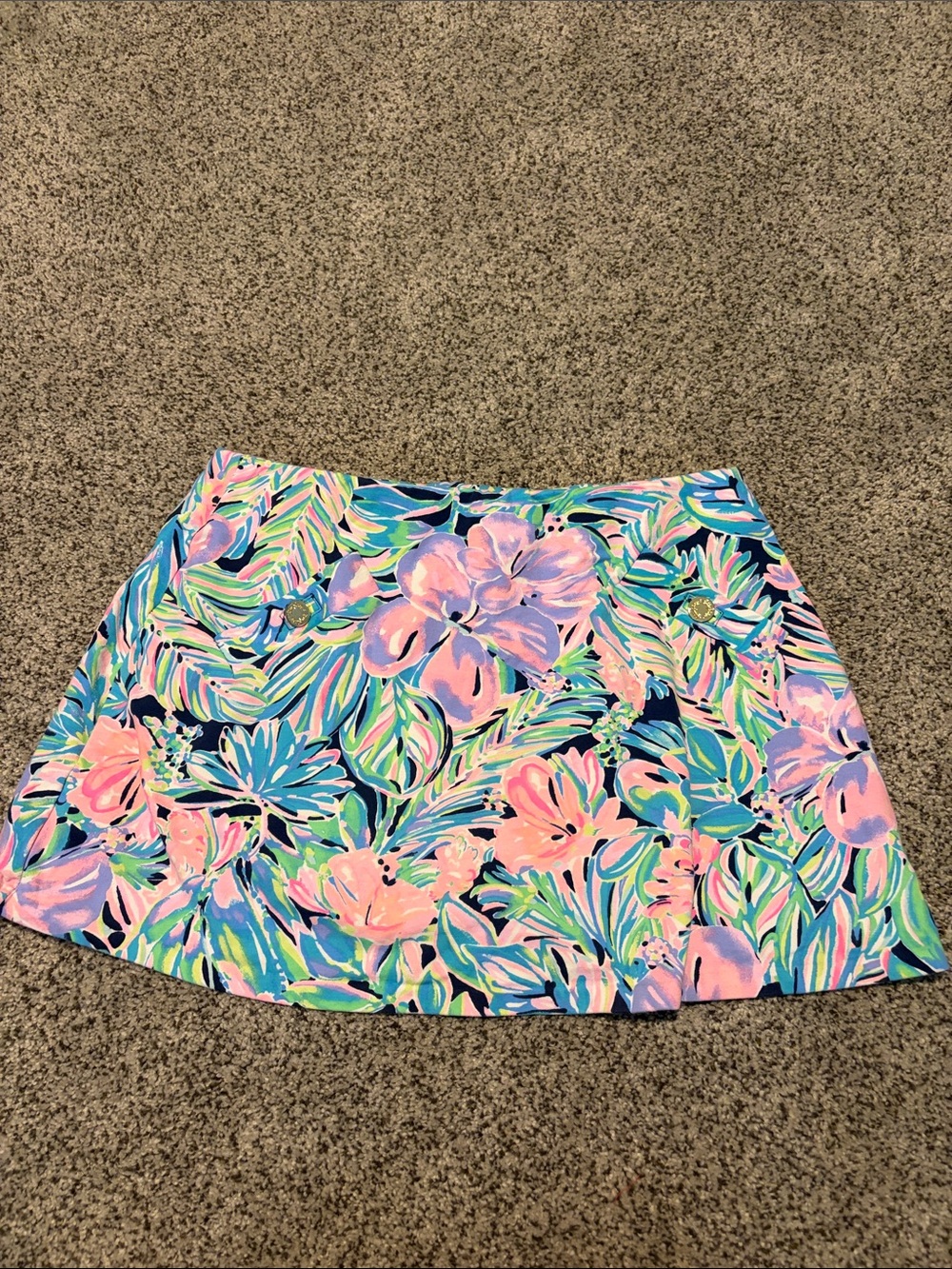 Lilly Pulitzer Tropical Floral Mini Skirt in Pink & Blue